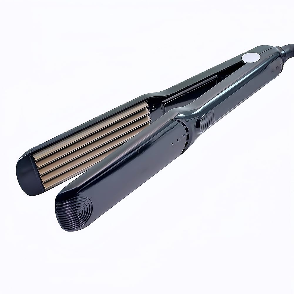 Close up of the LED display and adjustable temperature buttons on the Wangmeili crimping iron.