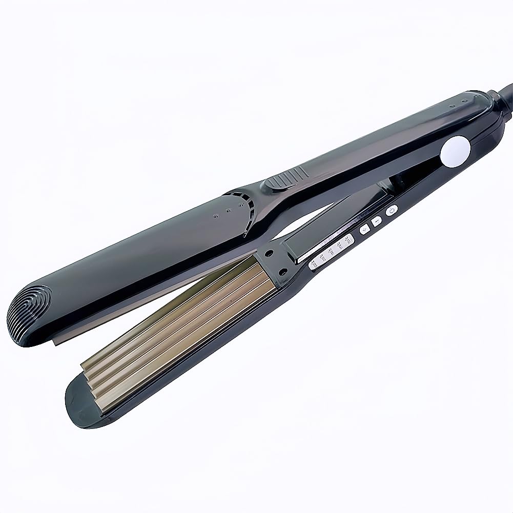 Wangmeili dual voltage professional hair crimper packaging and included styling accessories view.