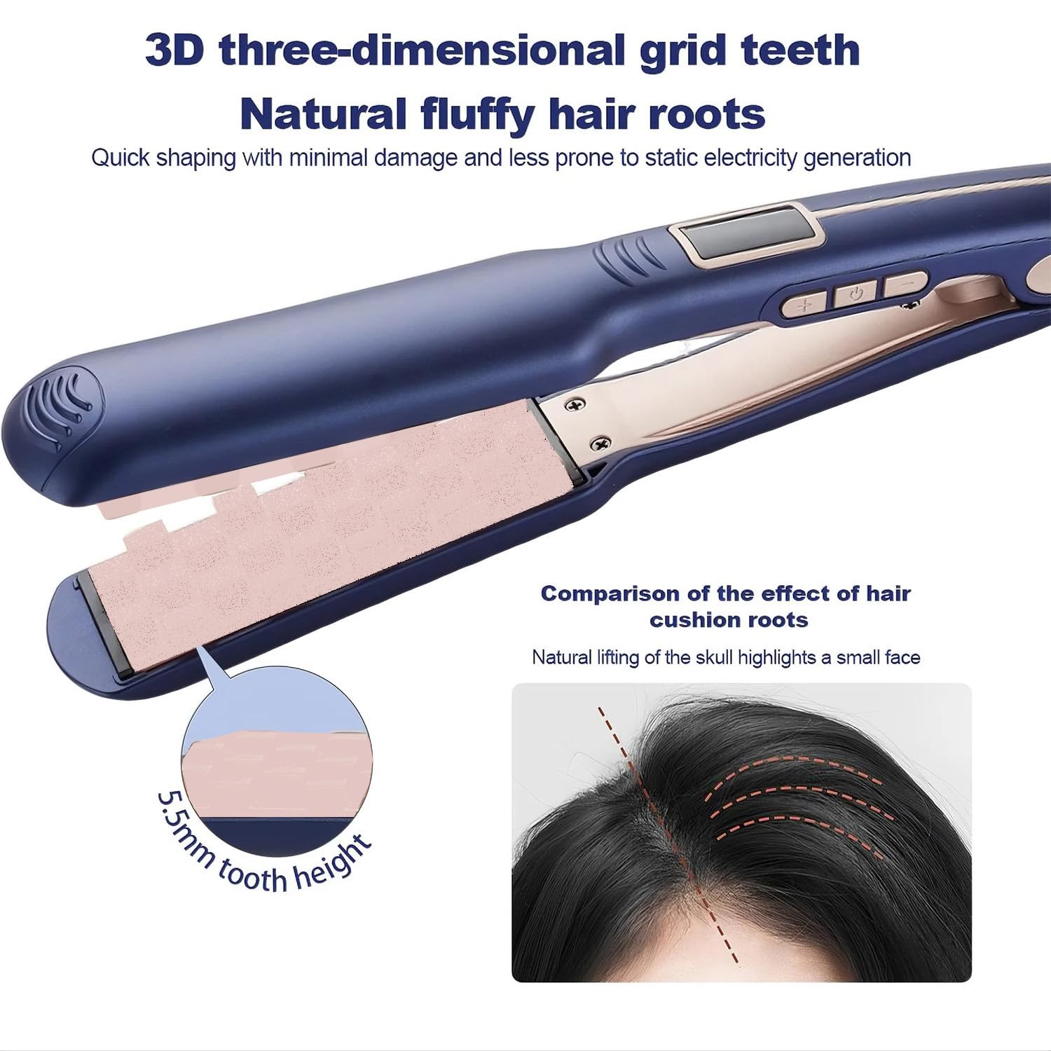 Accio hair volumizer styling tool displaying the digital adjustable temperature controls.