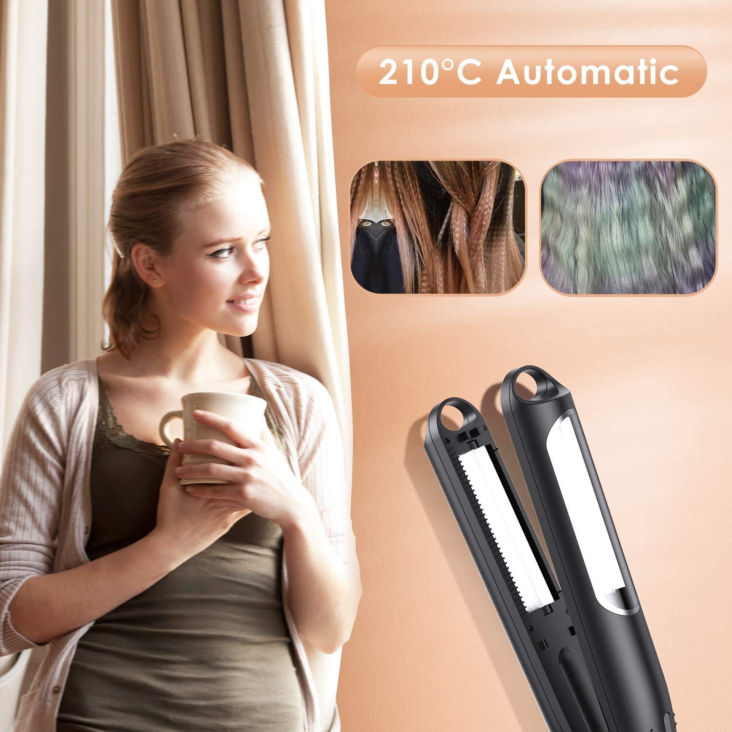 Charites volumizing hair crimper side view demonstrating ergonomic handle design
