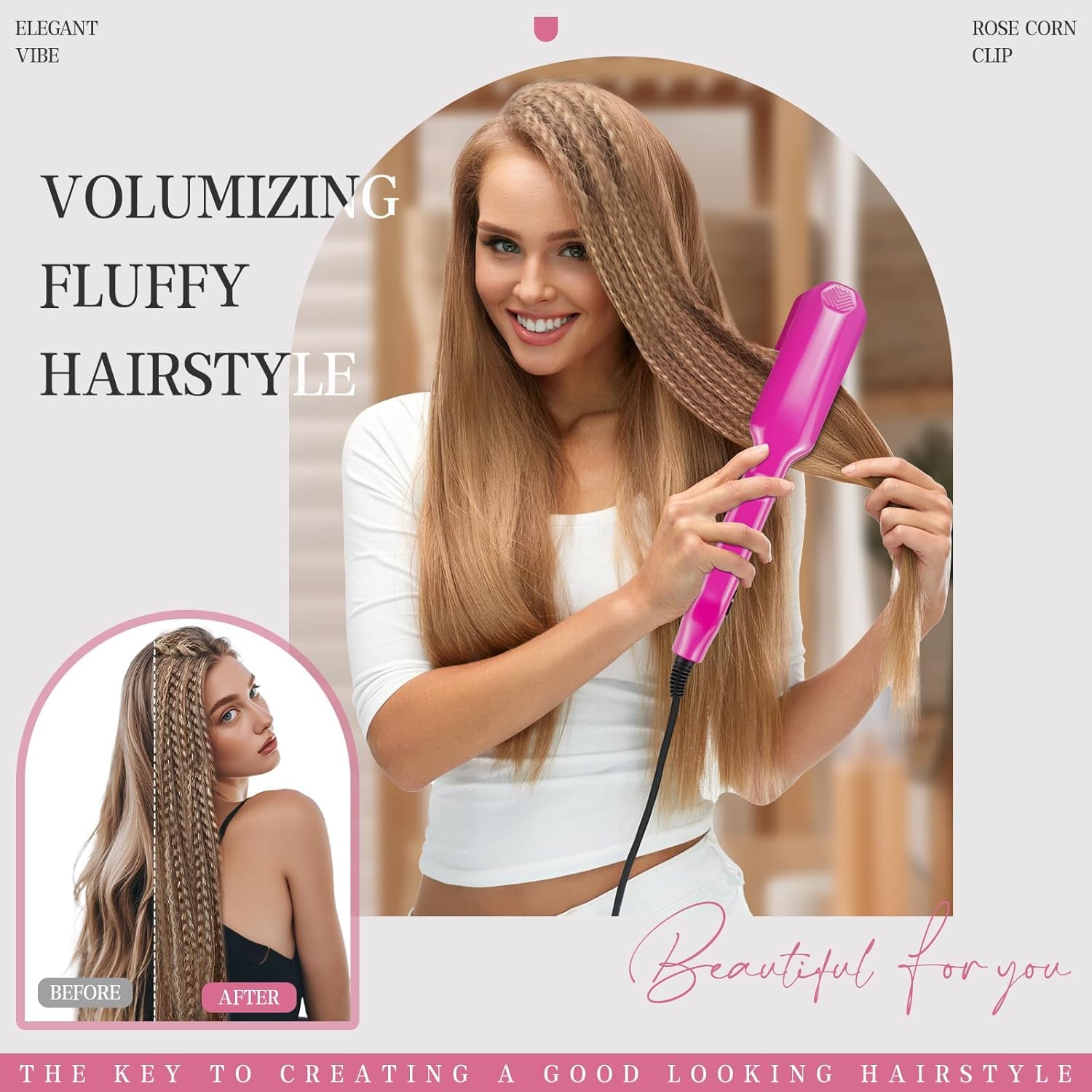 HOVCEH hair crimper five gear heat setting digital temperature indicator
