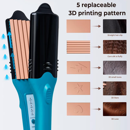 Side view of the lightweight professional hair crimping machine ideal for travel and festival hair art.