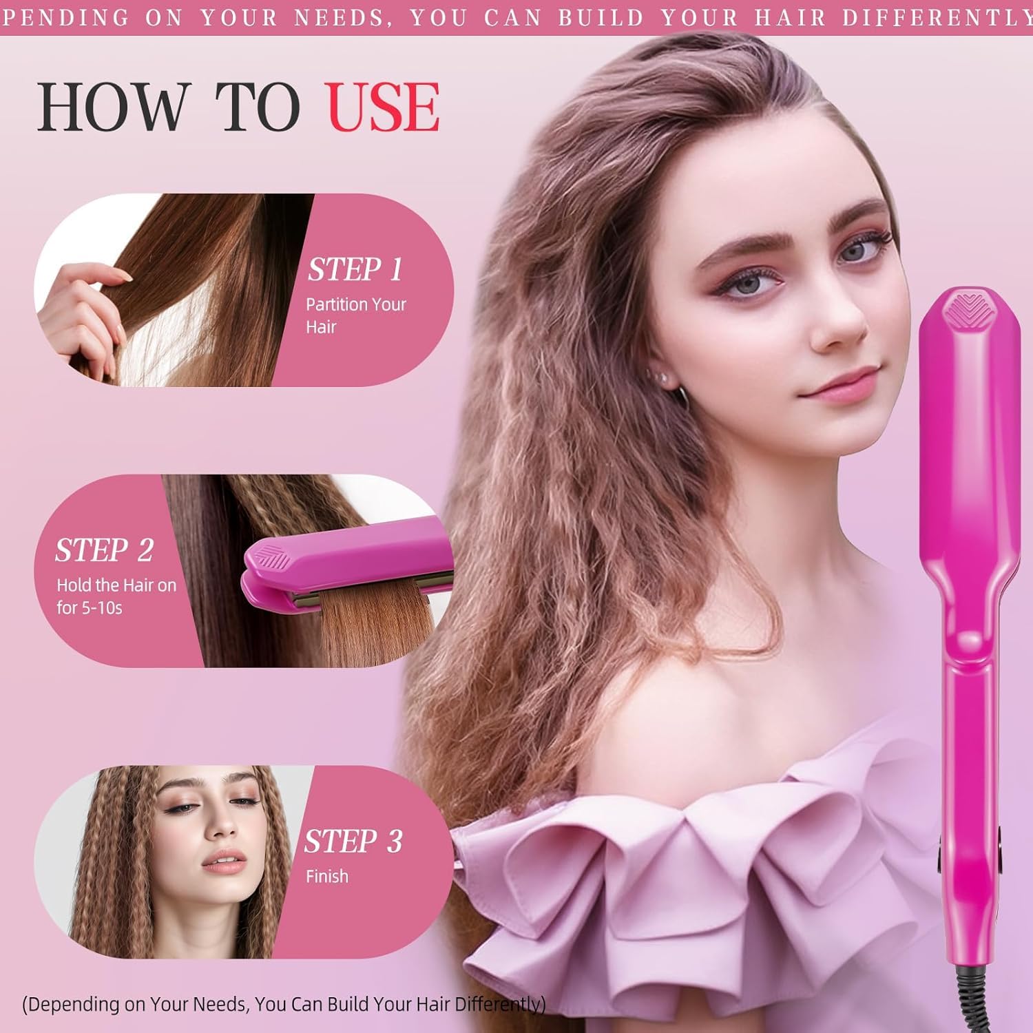 HOVCEH volumizing iron ergonomic handle design and power cable