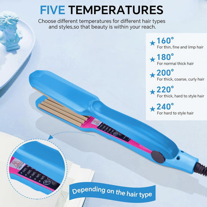 Close-up view of the textured ceramic plates designed for creating a volumizing fluffy hairstyle.