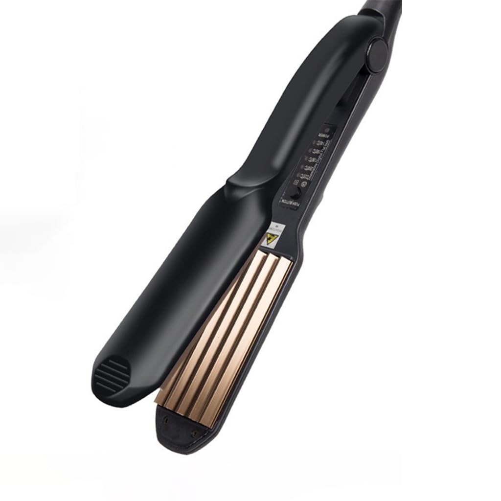 Close up of the ceramic heating plates on the volumizing hair iron.