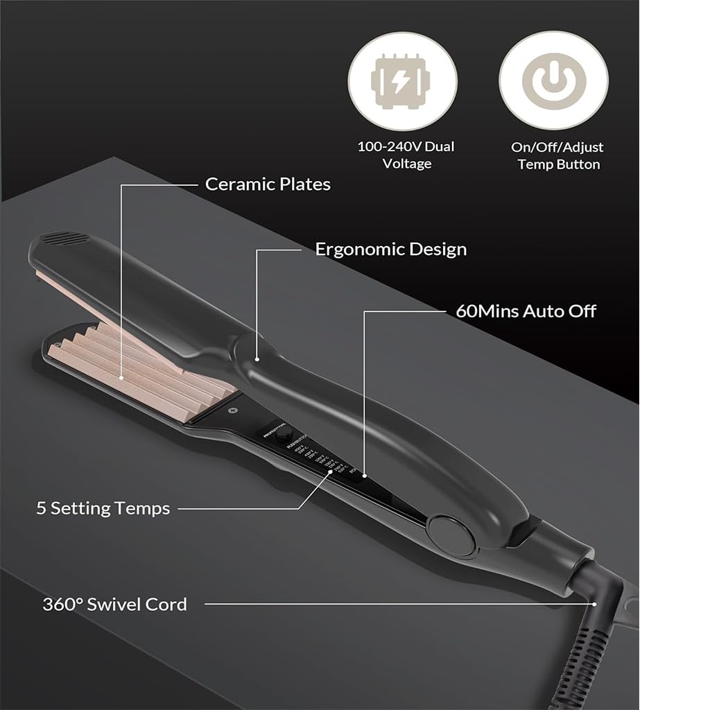 Authentic imported hair crimping machine packaged with accessories.