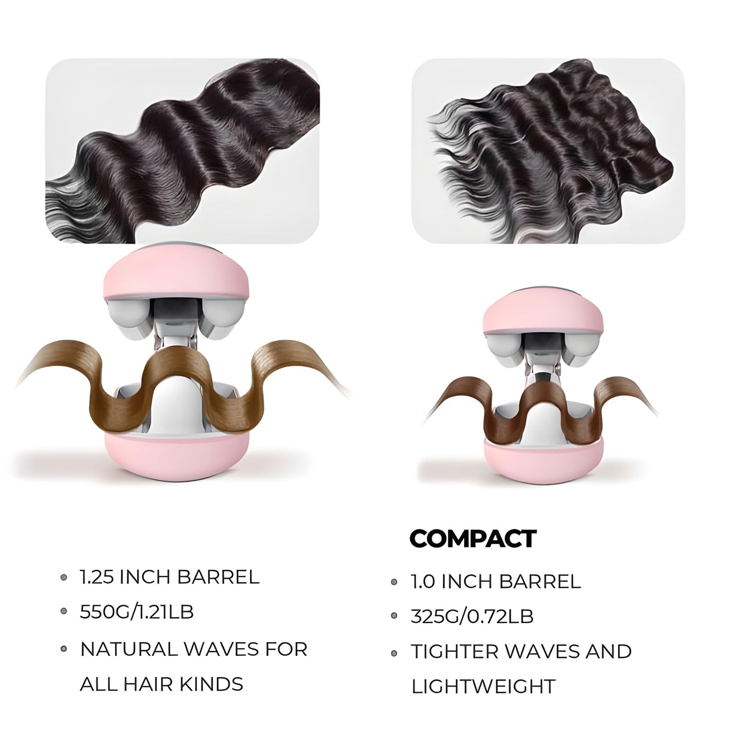 Side profile of the ATORSE curling iron hair crimper emphasizing the anti scald safety tip