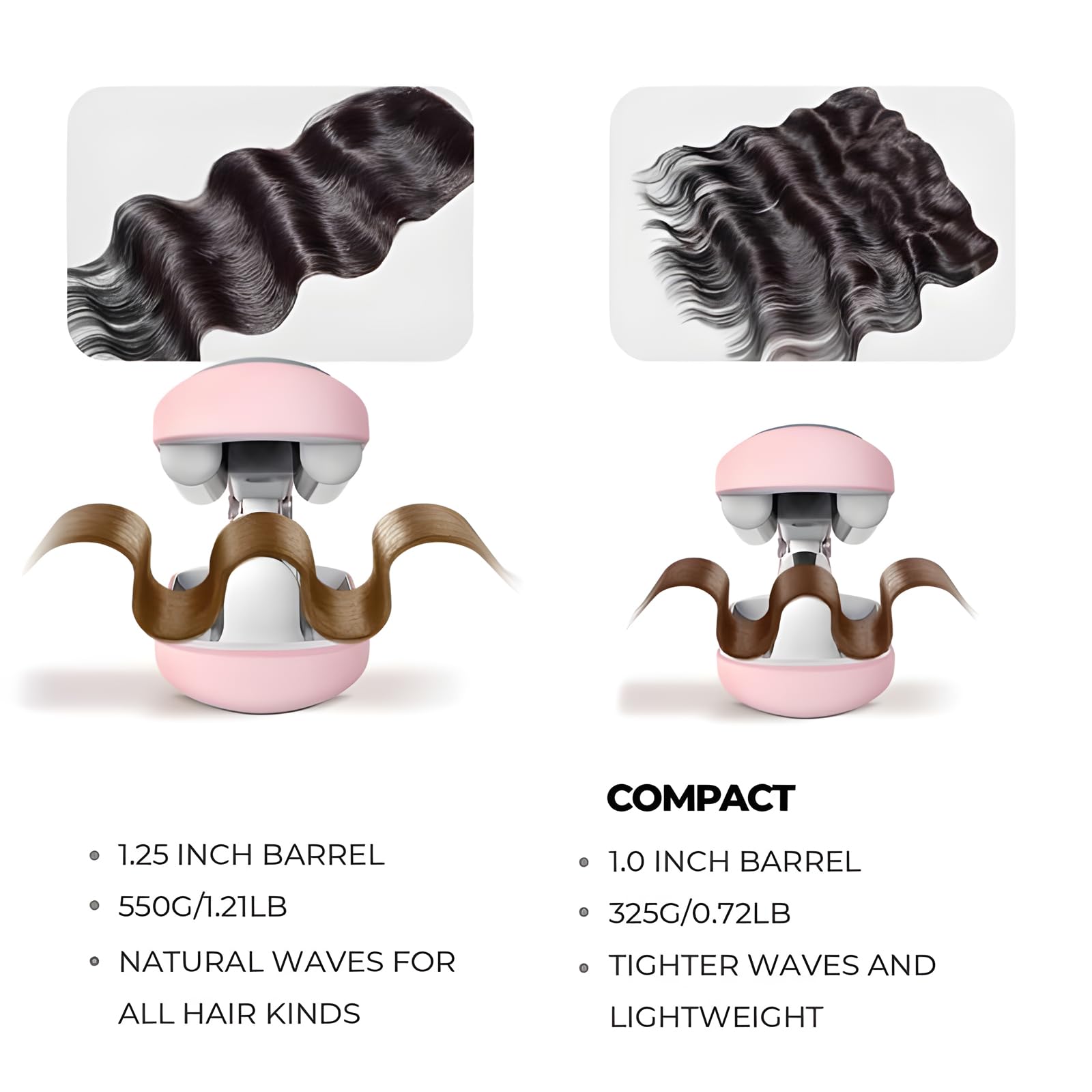 Side profile of the ATORSE curling iron hair crimper emphasizing the anti scald safety tip