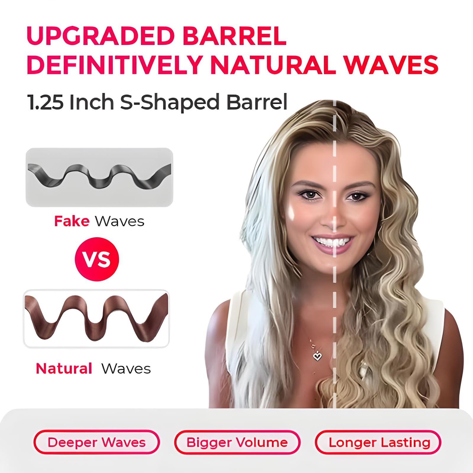 A detailed shot of the ergonomic handle and swivel cord on the ATORSE triple barrel waver