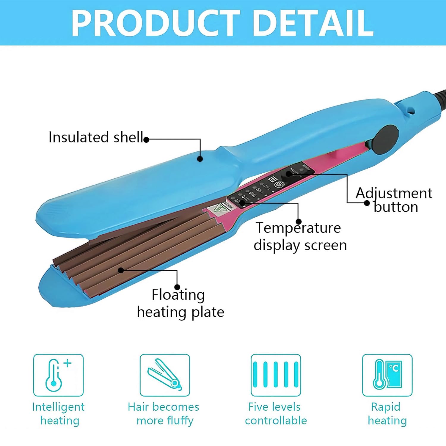 Rppiup professional crimping tool displaying the 5 temperature adjustment LED indicator lights.