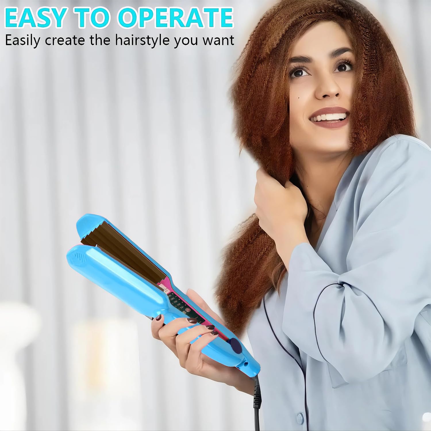 Close up of the 3D floating ceramic plates on the Rppiup hair crimper machine.