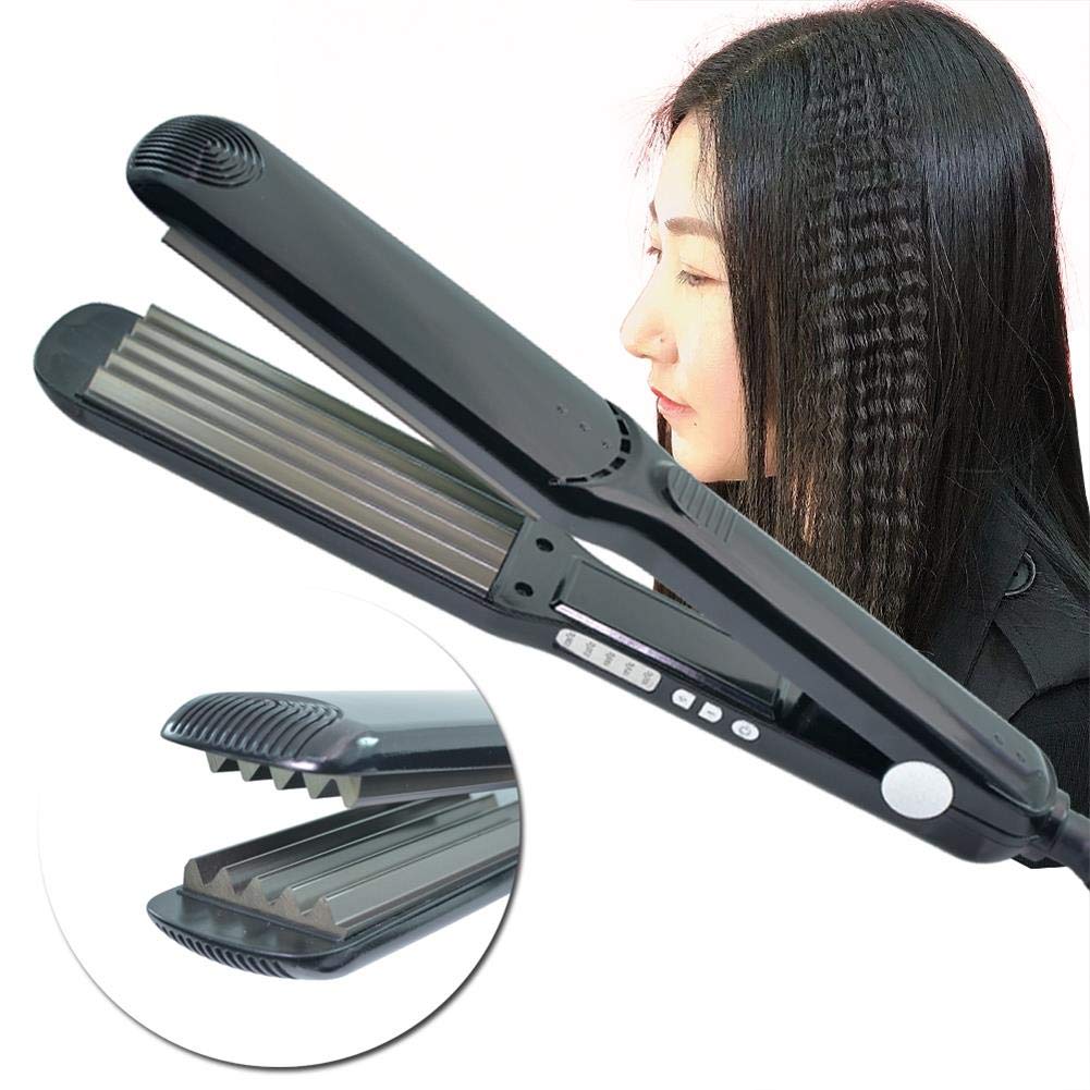 Small wave curling iron with LED temperature display and anti-scald top design