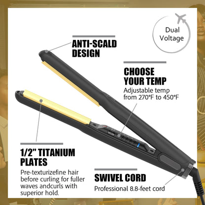 Keragard mini plates volume styling iron highlighting the cord attachment and power button