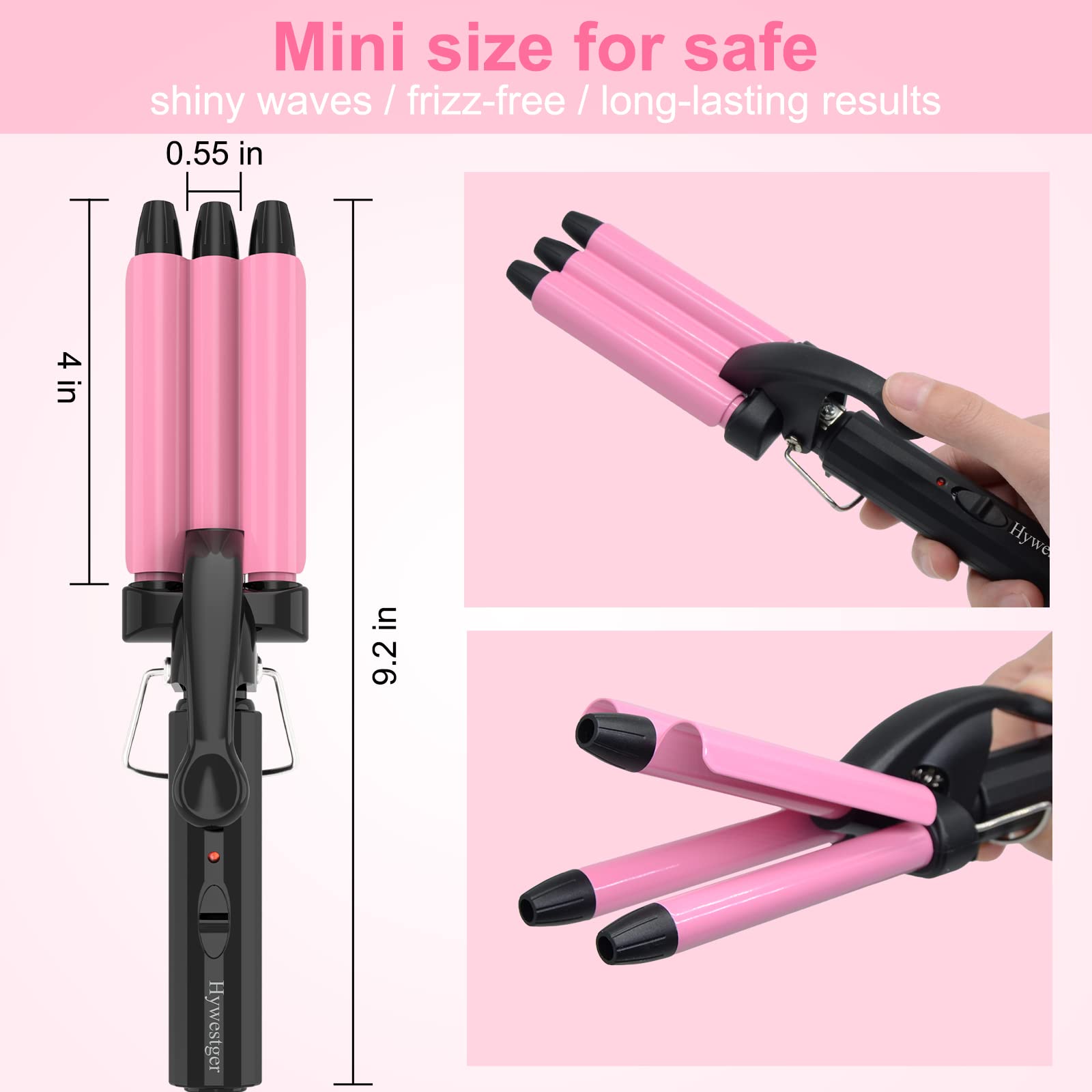 Compact travel hair crimper showcasing the lightweight body and secure handle clamp.
