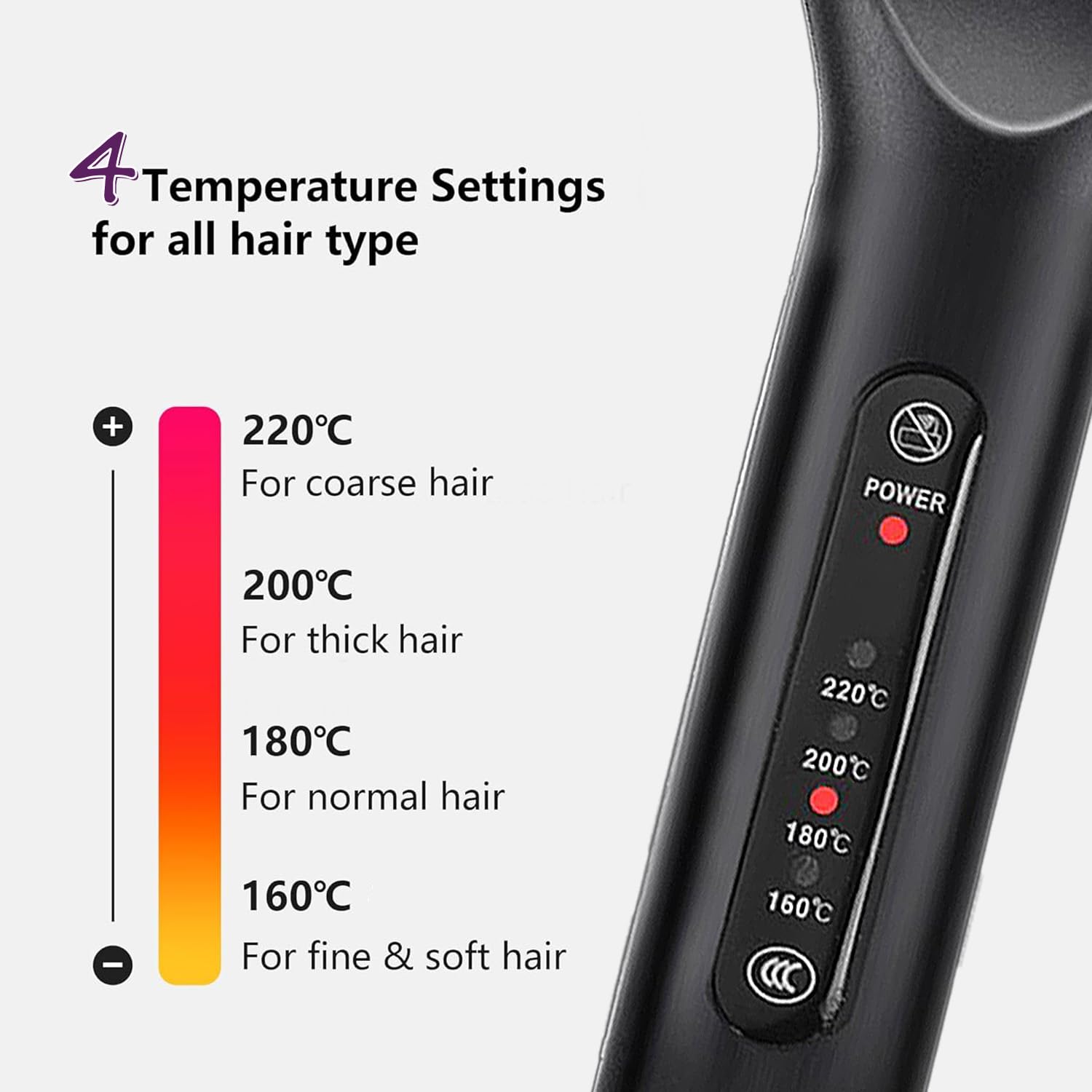 Close up view of the ceramic tourmaline plates on the TOHUAN corrugated hair styling tool.