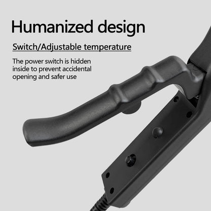 TOHUAN textured wave crimping iron placed safely on a heat resistant surface during a styling session.