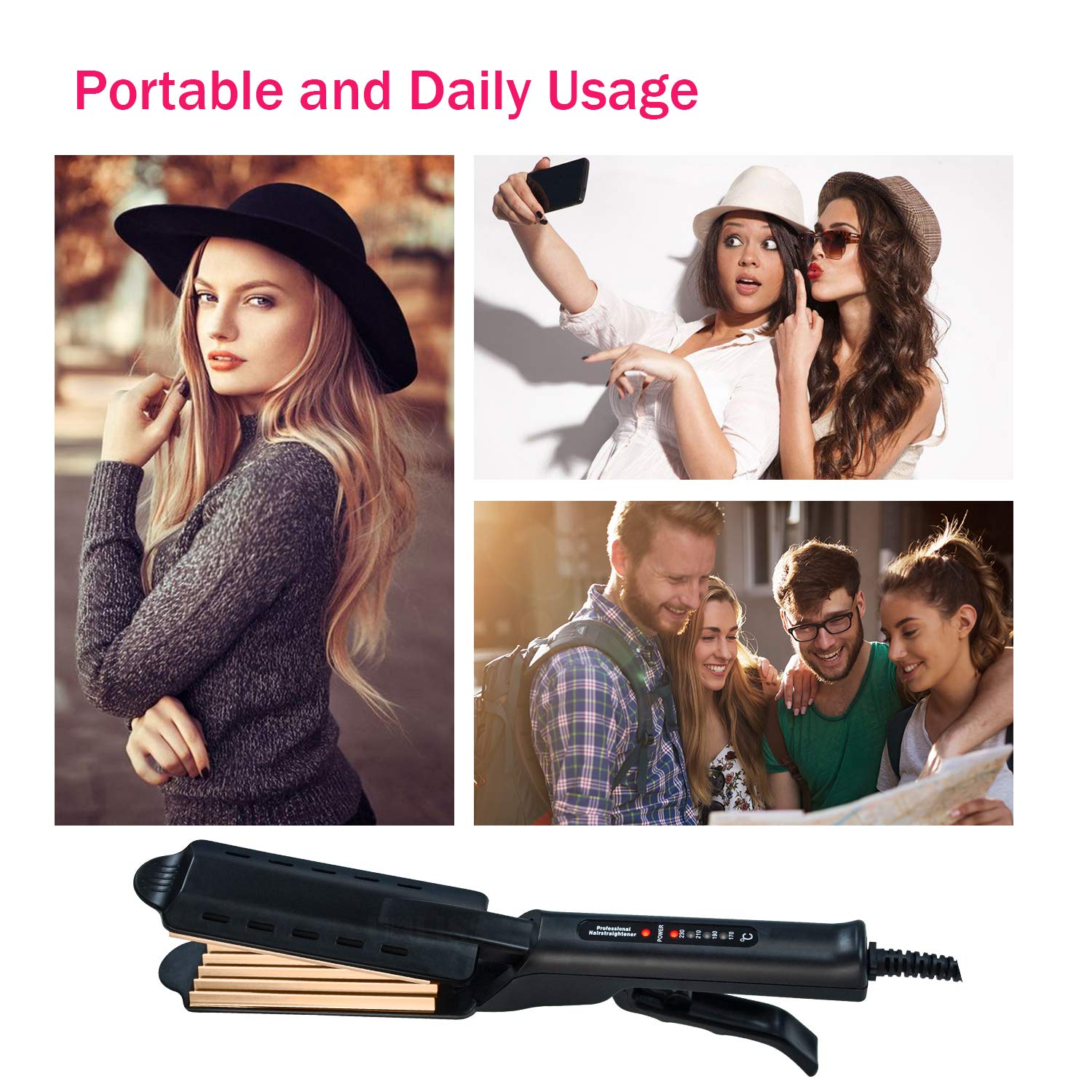 UKLISS professional hair crimping machine with premium titanium ceramic glaze plates.