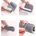 Manouchti heat resistant travel case being packed into a makeup travel bag
