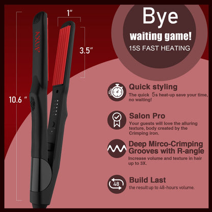 AXUF ceramic crimping tool displayed with its salon length swivel cord extended