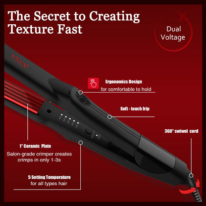 Complete product packaging view for the authentic imported AXUF ceramic hair iron