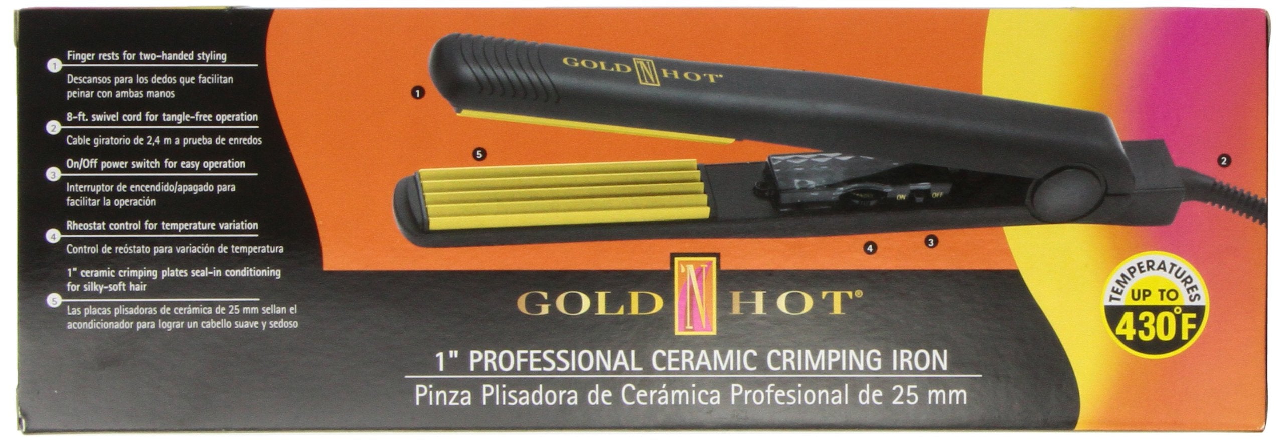 Gold N Hot GH3010 hair crimper demonstrating the adjustable rheostat temperature control dial