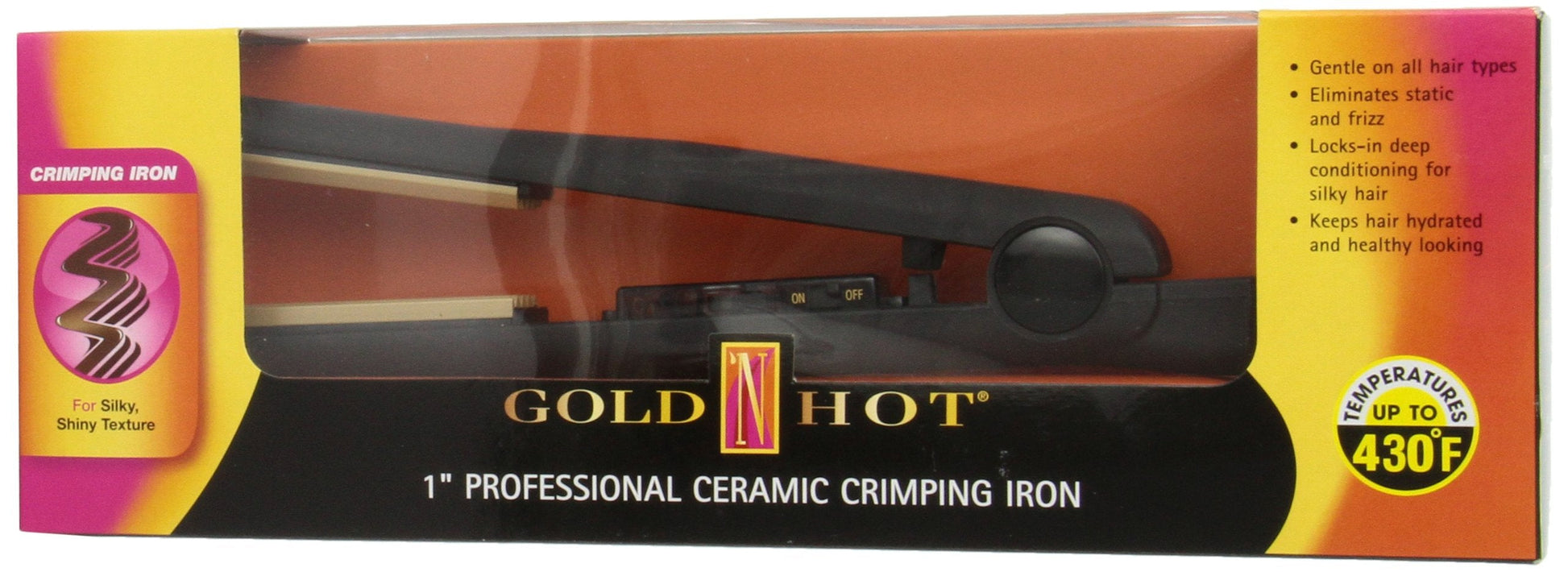Gold N Hot micro plate ceramic texture iron showing the ergonomic handles and finger rests