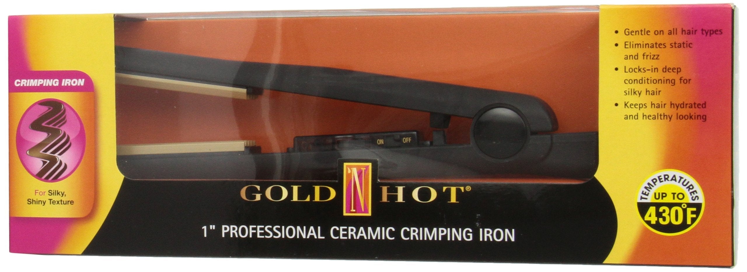 Gold N Hot micro plate ceramic texture iron showing the ergonomic handles and finger rests