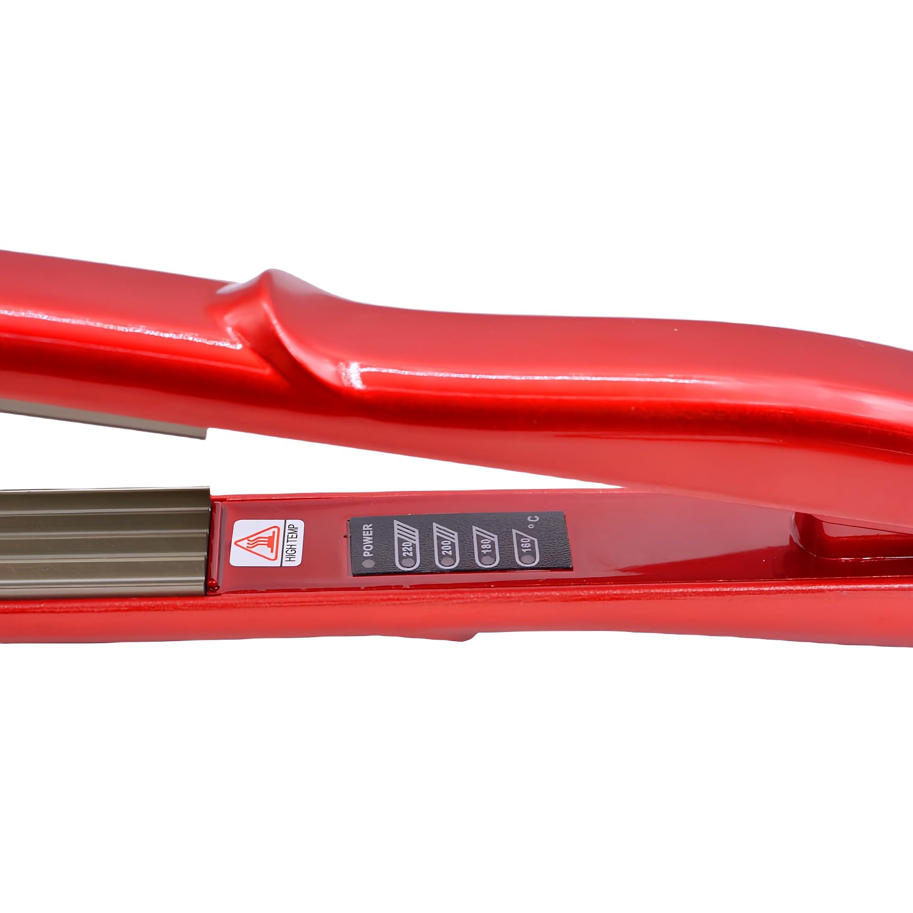 YOMCI hair crimping tool showing the adjustable temperature control indicators.