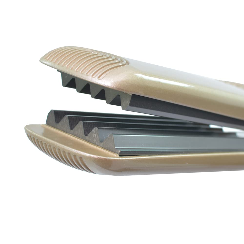 YONAIL corrugated flat iron displaying the five adjustable temperature settings.