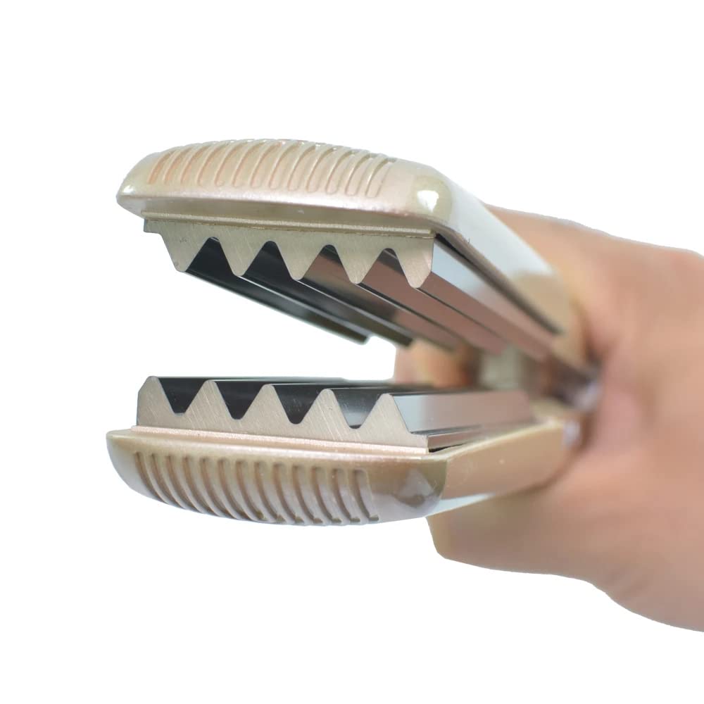 YONAIL gold hair crimping machine highlighting the textured wavy heating plate design.