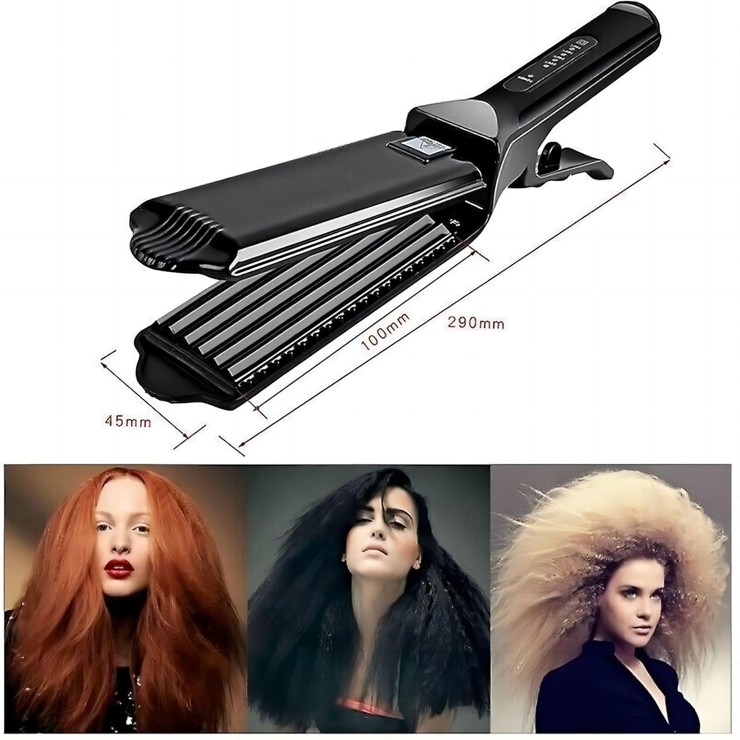 TOHUAN ceramic textured waver iron highlighting the safety anti scald protective edges