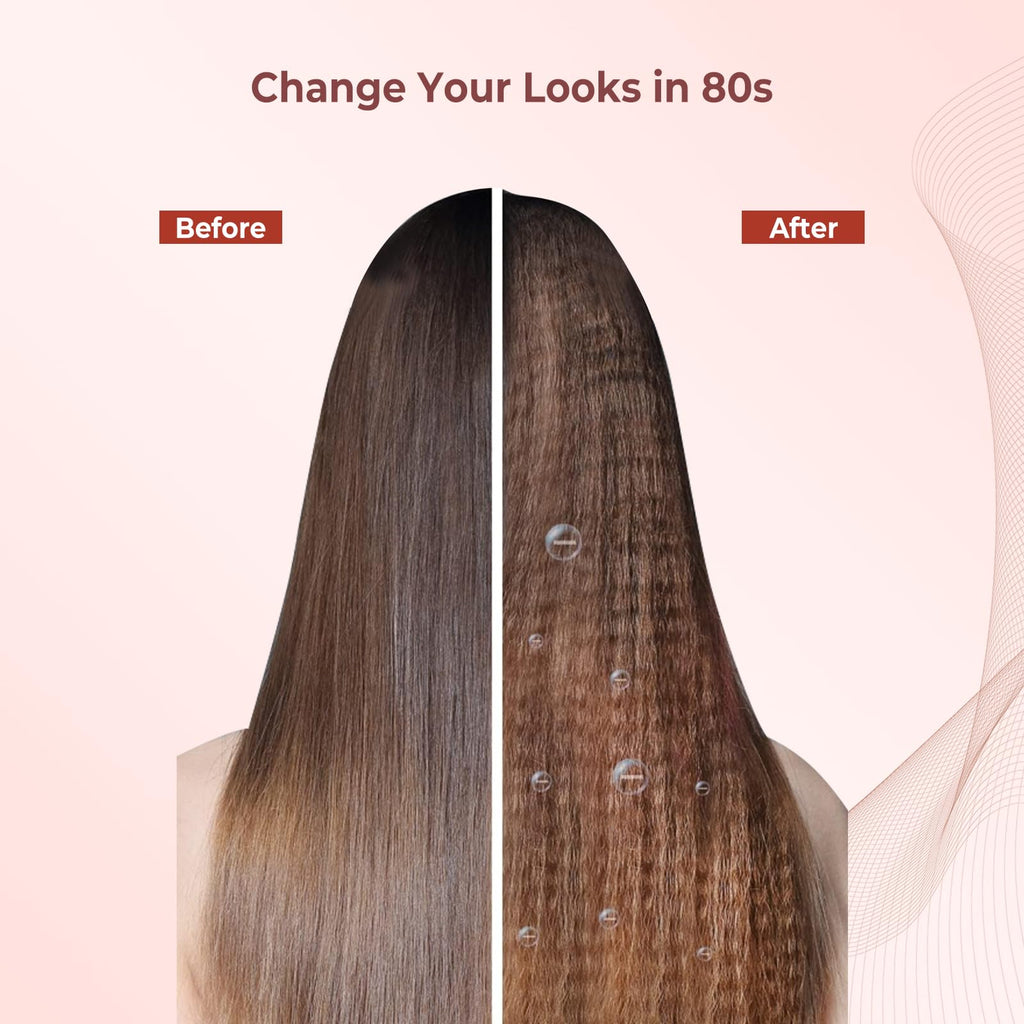 Volumizing hair crimper for short hair demonstrating root lifting capability