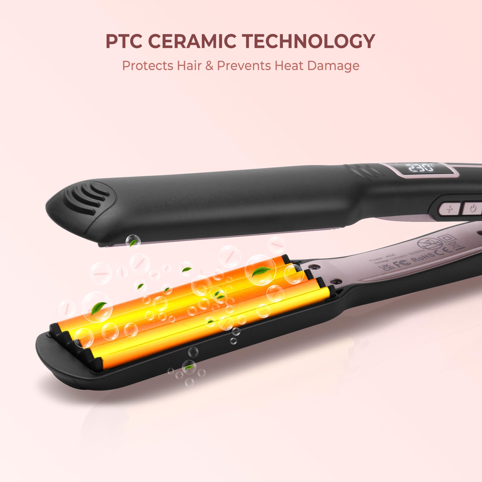 Long lasting styling straightener with 360 degree rotating cable