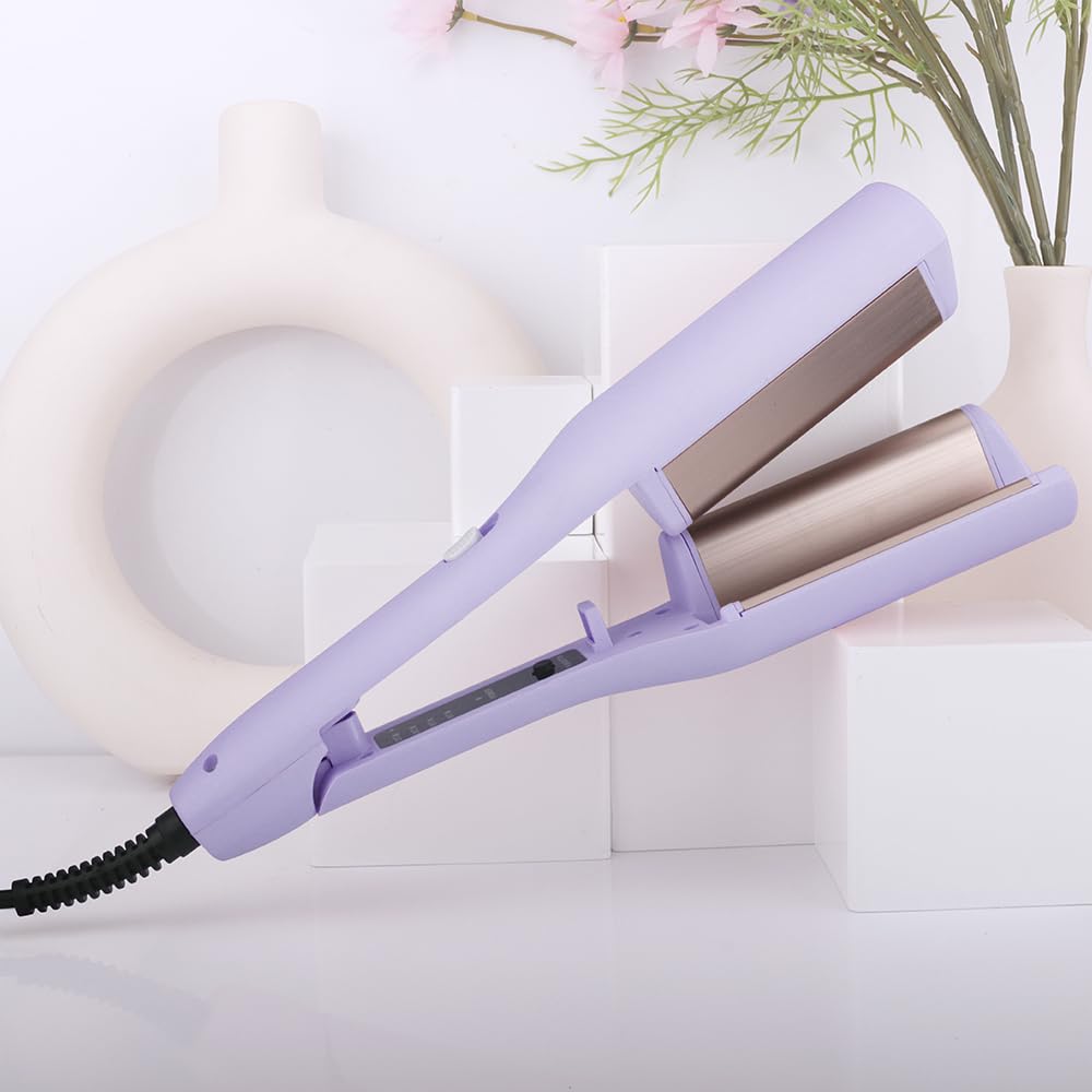 Side profile of Bouncy deep wave hair curler tool highlighting the anti scald safety design.
