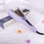 Bouncy professional purple double barrel crimper showing the premium packaging and heating cylinders.