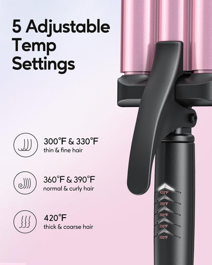 Wavytalk pink curling wand with heat protective glove accessory