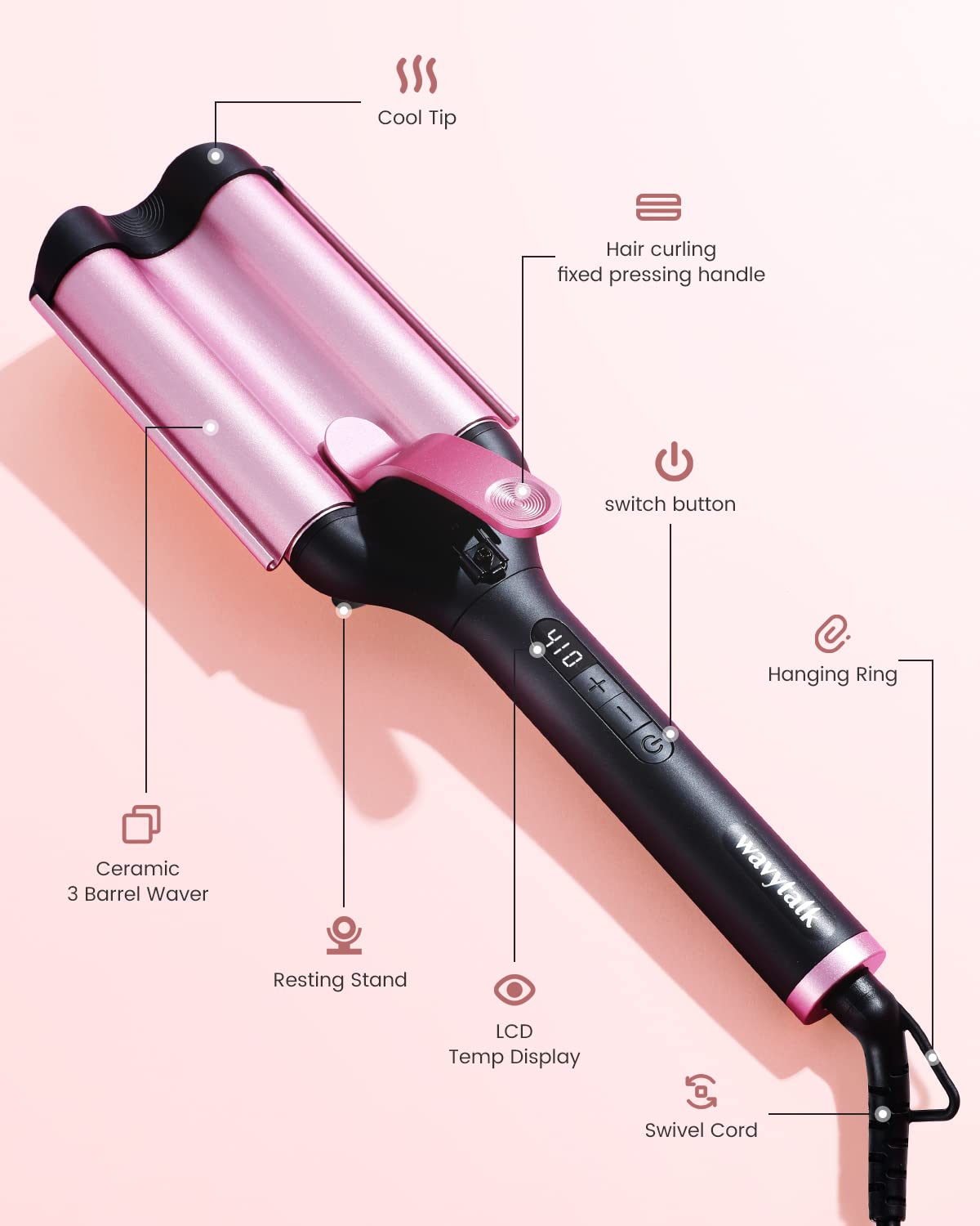 Wavytalk beach waves hair styler alongside the included heat protective glove