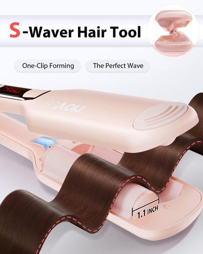 NOVUS Beach Waves Styling Wand standing upright with its heat-resistant safety base handle