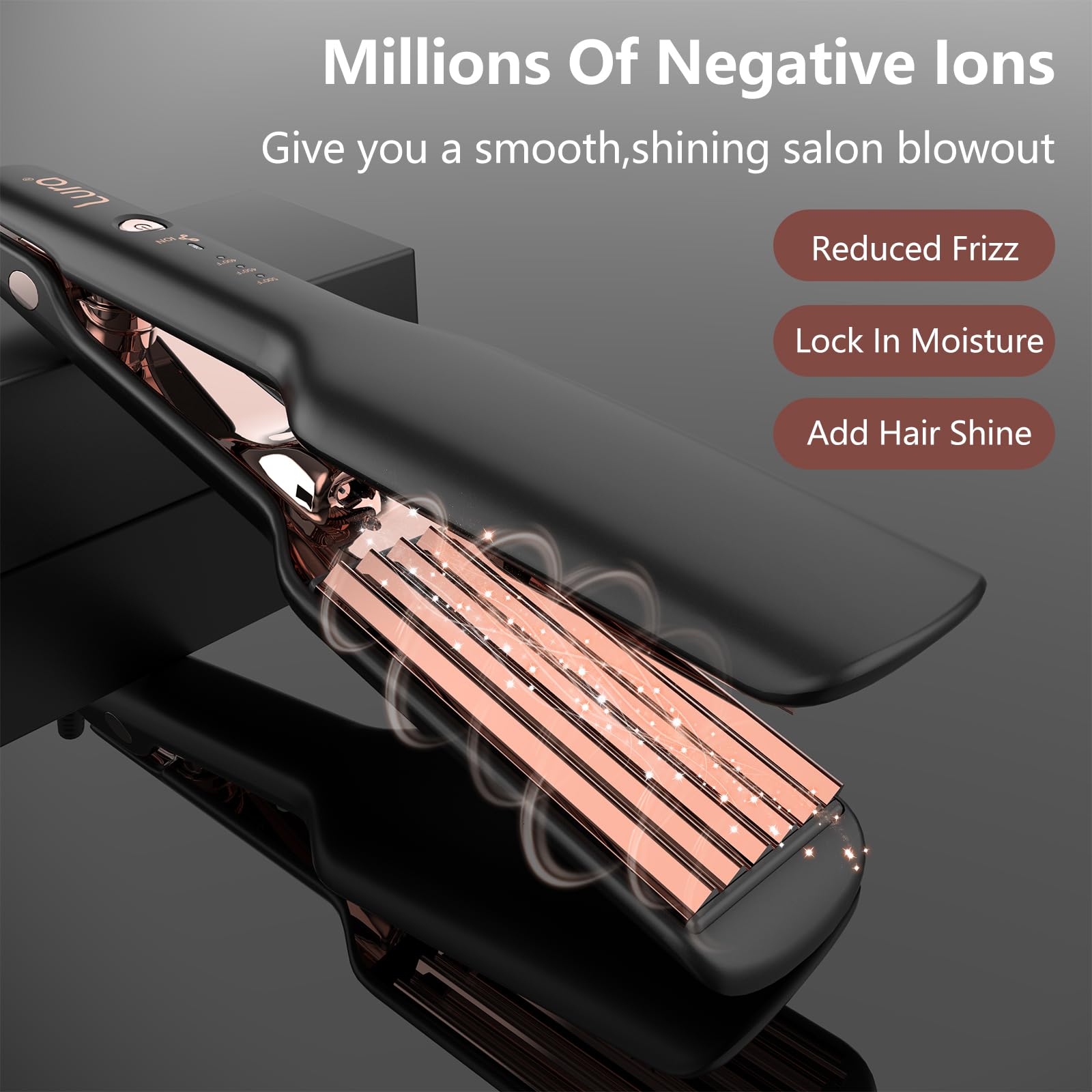 Close up shot of the nano titanium crimping plates on the LURA styling tool.