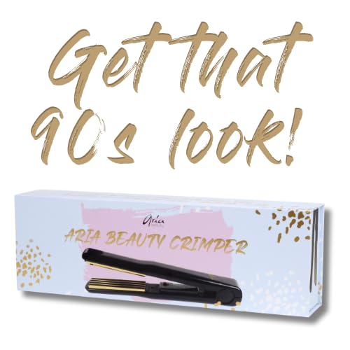 Aria Beauty hair crimper iron close up on the titanium plates designed for root volume