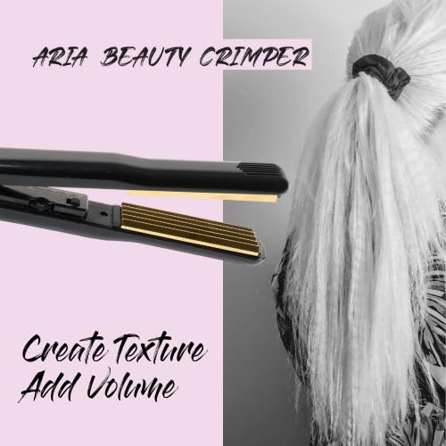 Side angle of the Aria Beauty crimping iron highlighting the heavy duty swivel cord connection