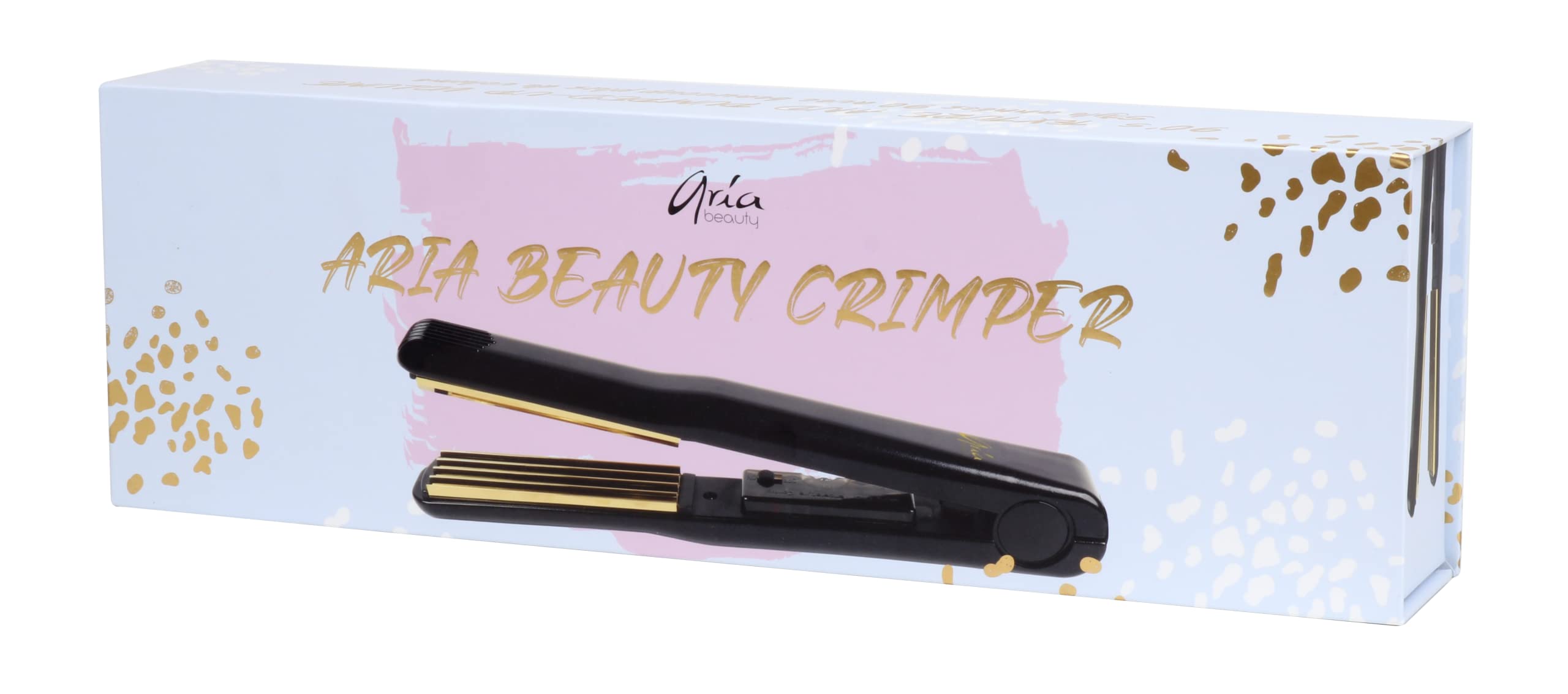 Aria Beauty texturing crimper resting on a flat surface demonstrating its compact design