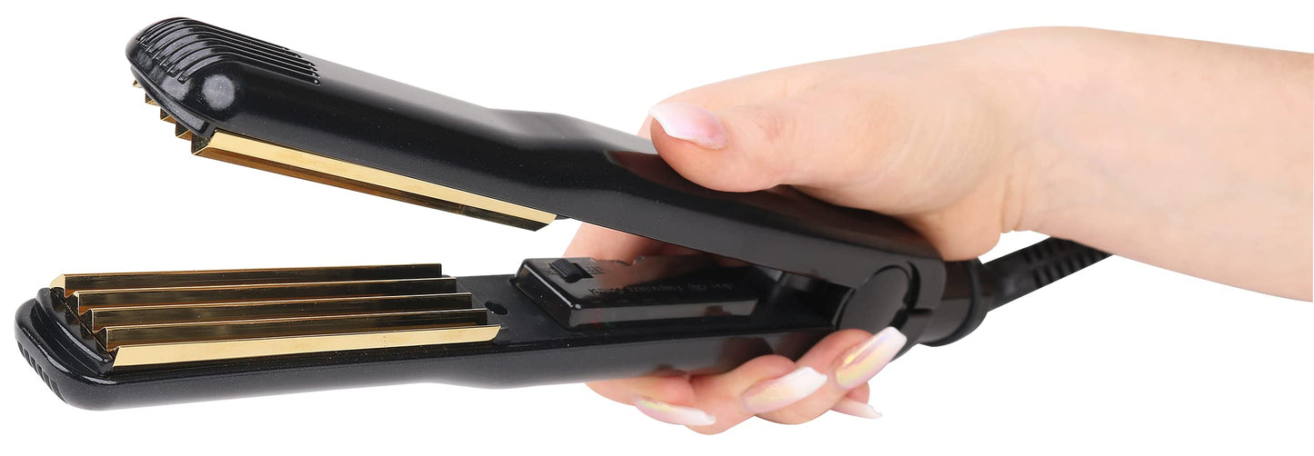 Aria Beauty crimping iron showing the plate texture used to create 90s inspired micro waves