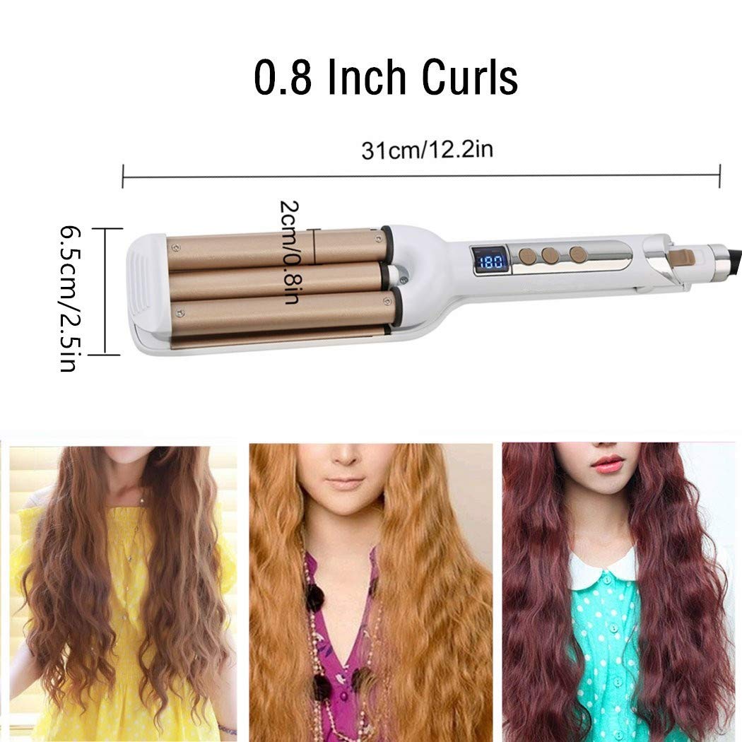 Mannice professional hair waver demonstrating how the triple barrels clamp together