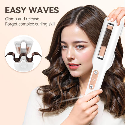 LESCOLTON automatic hair curler illustrating the magnetic induction motor system to prevent hair tangles.