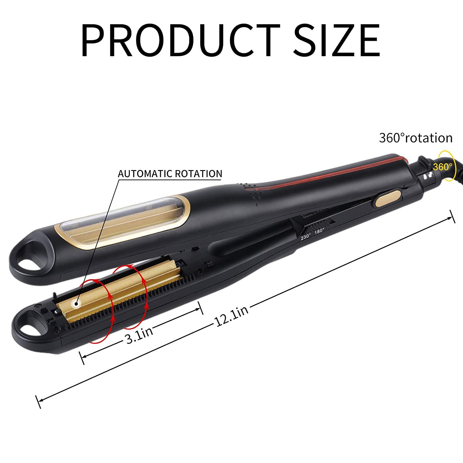 NC Hann professional hair crimping machine demonstrating the automatic rotation mechanism on hair strands.