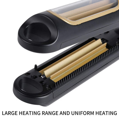 The complete packaging of the NC Hann Auto Hair Crimping Iron featuring safety instructions and specifications.