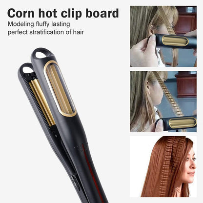 NC Hann volumizing hair curler being used at the root area to create instant fluffy texture.