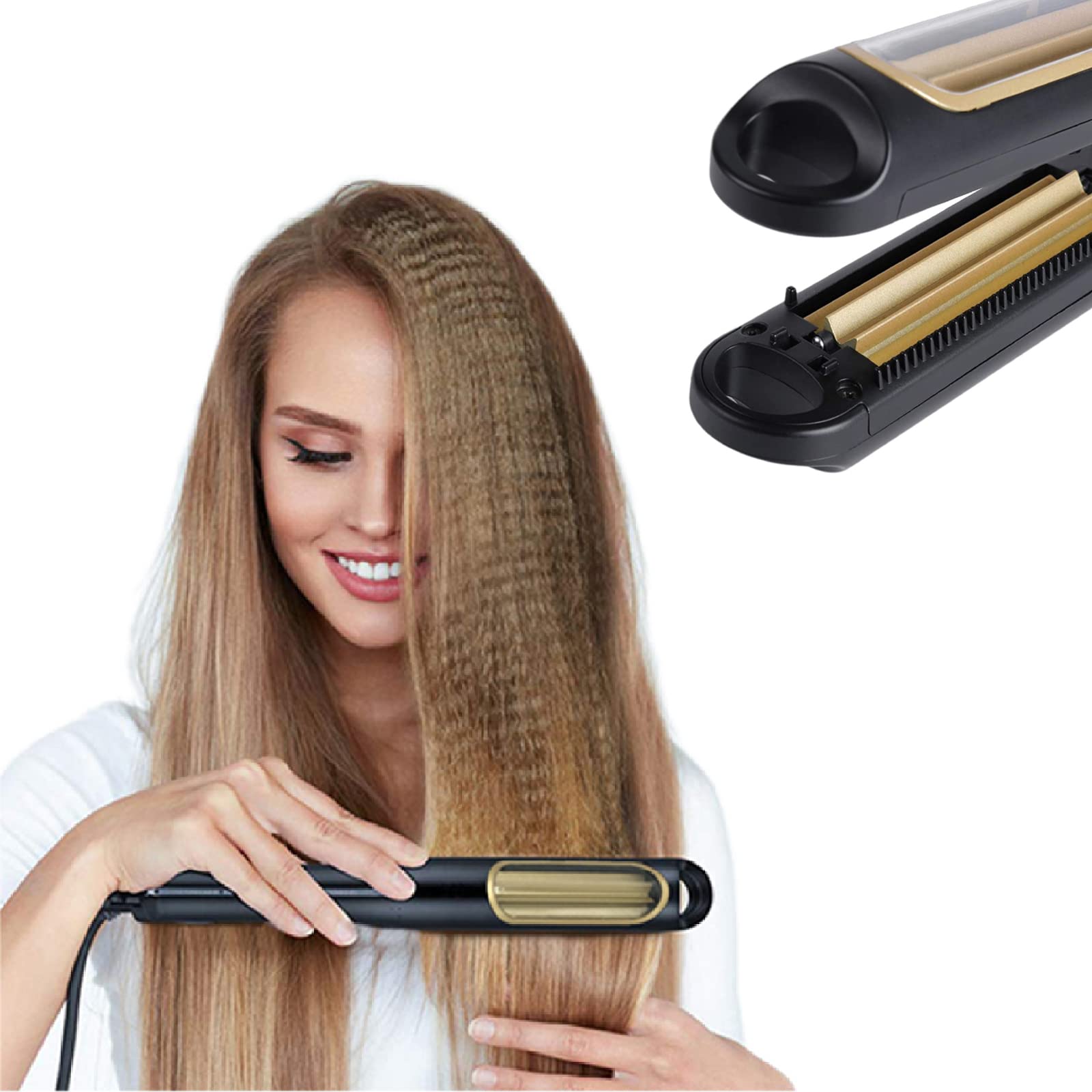 Underneath view of the NC Hann anti static crimper highlighting the sleek premium design and swivel cord.