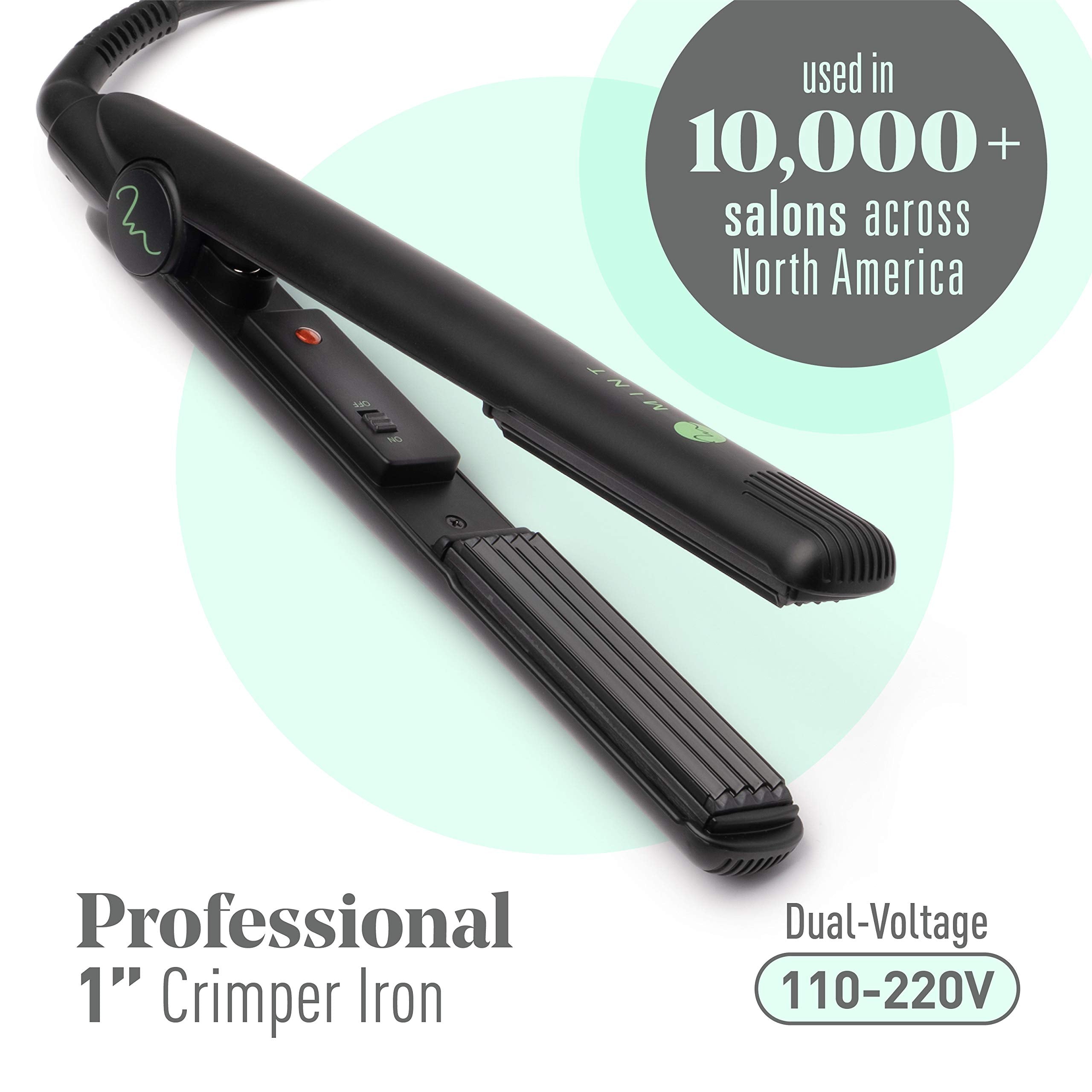 MINT professional micro crimping iron showcasing the sleek black handle and digital temperature display